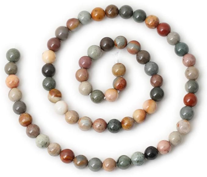 60PCS 6mm Natural USA Picture Stone Gemstone Round Loose Beads for Jewelry Making DIY Findings 1 Strand 15"