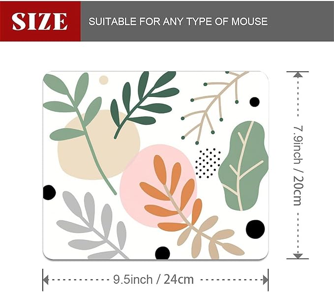 Square Mouse Pad Tropical Plants, Personalized Premium-Textured Custom Mouse Mat Design, Washable Mousepad Cloth, Non-Slip Rubber Base Computer Mouse Pads for Wireless Mouse