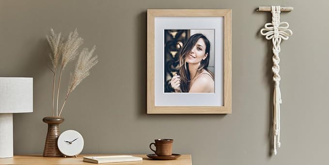 Yaetm 11x14 Oak Wood Picture Frame with Mat for 8x10 Set of 3, Wide Molding, Natural Solid Wood Frame 11x14 with Tempered Glass for Wall Mount (3 pack, Oak)