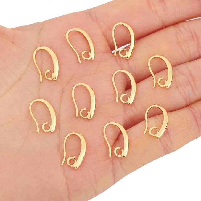 18K Gold Plated Earring Hooks 9x14mm 20pcs for Jewelry Making Findings