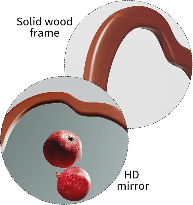 41''x 28' 'Wavy Cloud Mirror Irregular Wall Mirror with Wood Frame, Modern Decorative with Hanging Hooks, Asymmetrical for Bedroom Living Room Entryway Walnut Color