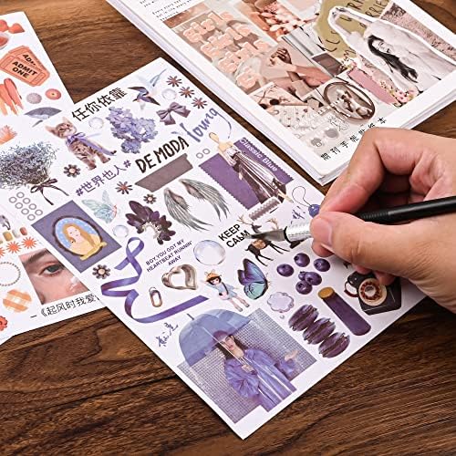 Vintage Washi Stickers for Scrapbooking, Scrapbook Stickers for Junk Journals, 50 Sheets Aesthetic Sticker Book for Journaling Supplies,Art Bullet Journals for Adults Teens Girls with 1pcs Carving - Image 6
