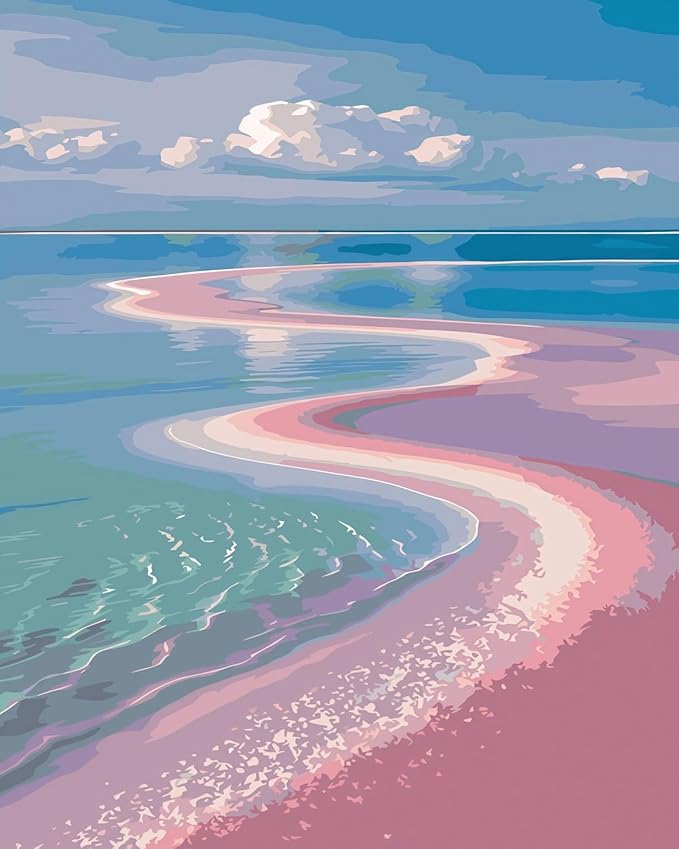 CSZPPQAF Paint by Numbers Kit for Adults Beginner, Landscape Beach Paint by Number Kits on Canvas, DIY Easy Acrylic Watercolor Oil Painting by Numbers for Home Wall Decor 16X20inch