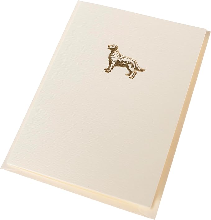 Graphique Golden Retriever Cards, Pack of 10 Cards with Envelopes, All Occasion Greetings, Blank Inside, Gold Foil Embossing, La Petite Press Collection Boxed Set, 3.25" x 4.75"