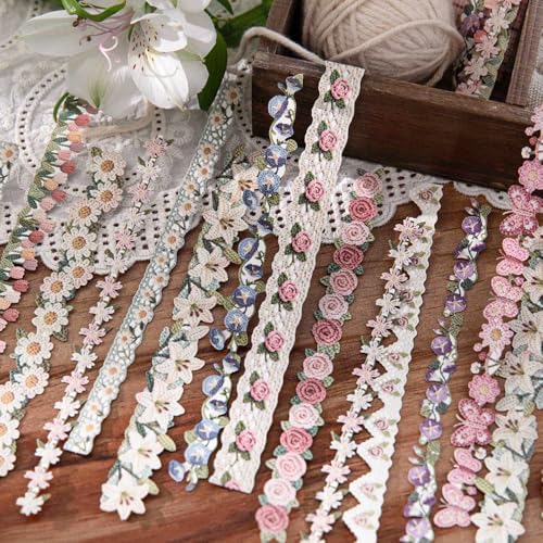 20Pcs Vintage Stickers,Aesthetic Long Strip Paper Border Decorative Sticker for Adult Card Making Letters Planner Scrapbooking Journaling Junk Journal Water Bottles Art Craft,Flower Woven Words - Image 3