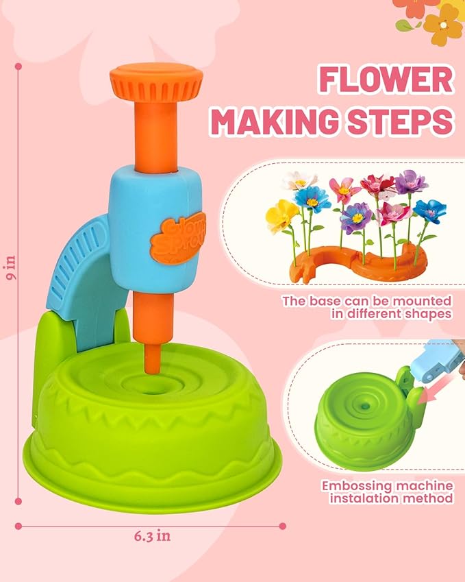 DIY Art Flower Toys Include Extra Accessories Set, Arts and Crafts Activity Kit for Kids, Flower Garden Building Toys for Girls, Birthday Gifts for 3 4 5 6 7 8 9 10 11 12 Year Old Girls(Green)