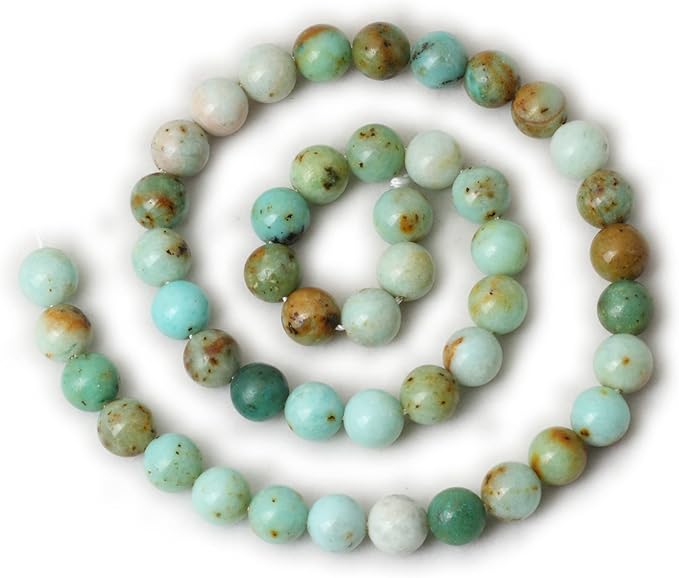 45PCS 8mm Natural Mongolian Turquoise Stone Round Loose Beads for Jewelry Making 1 Strand 15"