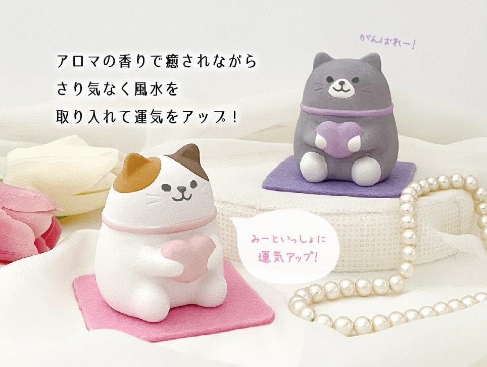 Stone Diffuser Cute Lucky Cat Passive Diffuser for Essential Oil, Non-Electric (Pink) - Image 3