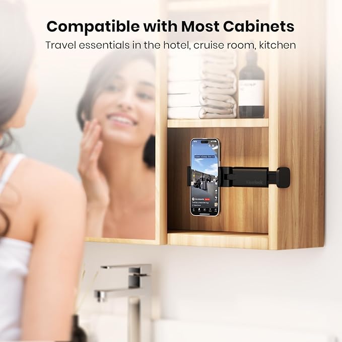 Klearlook Universal Airplane Phone Holder, in Flight Travel Essentials Phone Holder Mount with Multi-Directional 360° Rotation, Travel Must Haves Handsfree Phone Stand for Flying, Home, Office