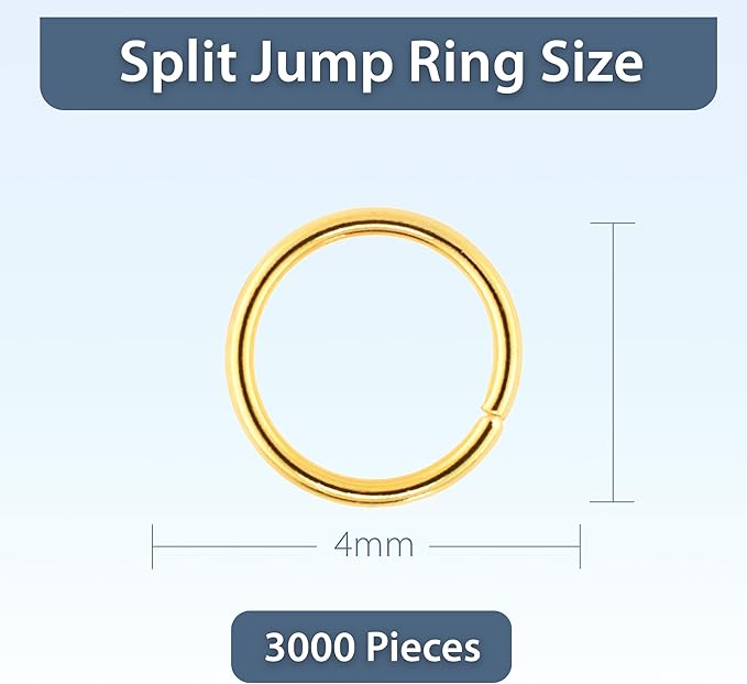 Mandala Crafts Assorted Gold Color Jump Rings Jewelry Findings Metal O Rings for Jewelry Making Supplies - 3000 4mm Small Open Jump Rings Kit for Necklace Earring