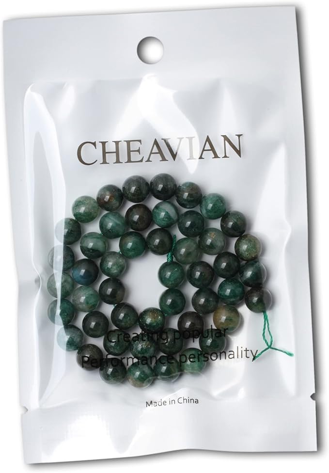 45PCS 8mm Natural Green Mica Gemstone Smooth Surface Round Loose Beads for Jewelry Making 1 String 15 Inches