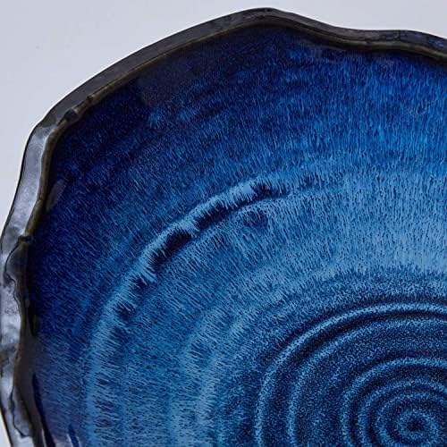 Large Ceramic Decorative Bowl, Blue Reactive Glaze, 12" Dish - Image 5