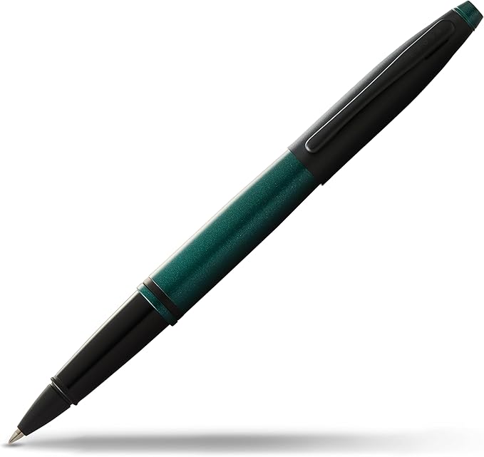 Cross Calais Refillable Rollerball Pen Presented in a Luxury Gift Box - Medium Point, Black Ink, Matte Green & Black