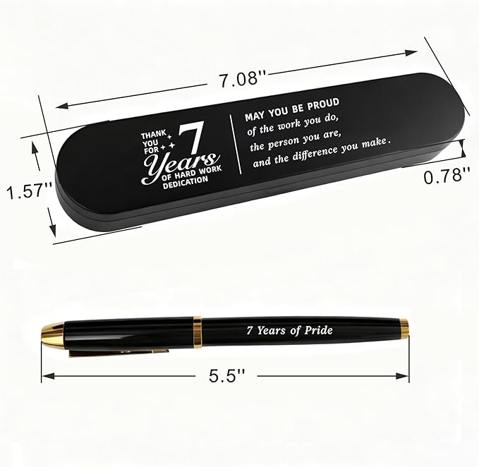 7 Year Work Anniversary Pen Gift- Engraved Gel Pen for Employee & Staff Appreciation Award, 7 Year Service Recognition