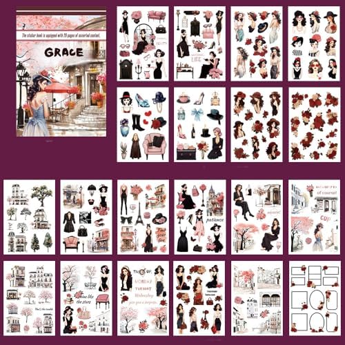 Alideco 20pcs Vintage Scrapbook Stickers Europe and The United States Figure Flowers Sticker Book for Adults Sticker journaling Stickers for Scrapbooking (geleisi) by Alideco