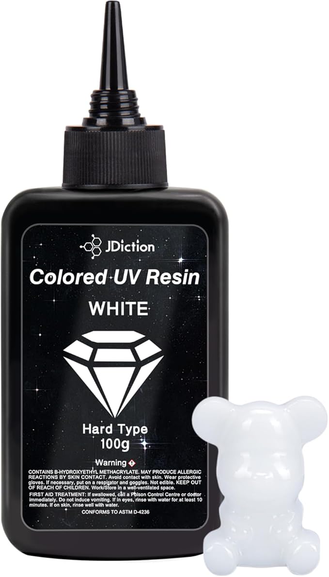 JDiction UV Resin White, 100g Colored UV Resin Odorless and Hard UV Resins Kit for Jewelry Making, Colored Resins Casting and Coating, Crafts and Decoration