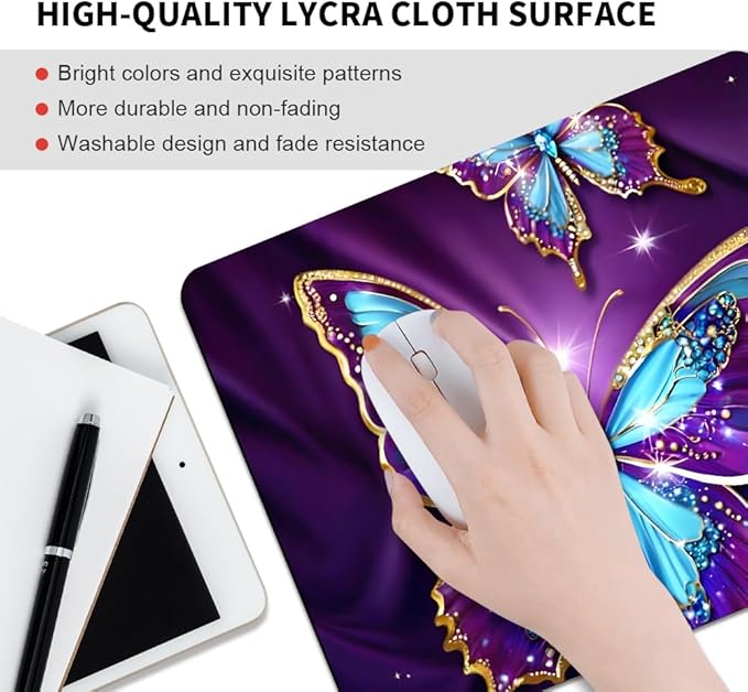 Dark Butterfly Texture Mouse pad, Square Waterproof and Anti Slip Mouse pad for Office laptops