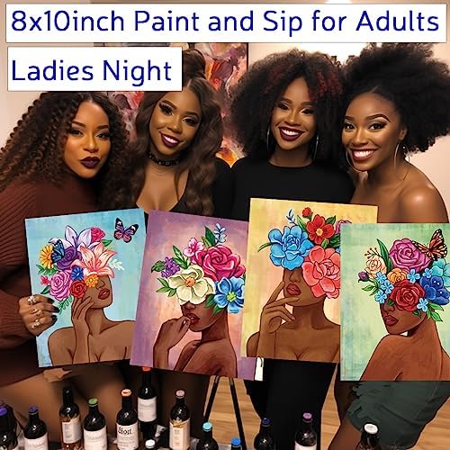 VALLSIP 4 Pack Paint and Sip Kit for Adults Flower Woman Girls Night Party - Image 3