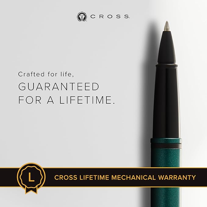 Cross Calais Refillable Rollerball Pen Presented in a Luxury Gift Box - Medium Point, Black Ink, Matte Green & Black