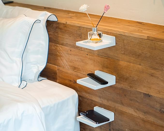 Small Floating Shelves Mini Shelves Hanging Display 5 Inch Wall Shelf for Bathroom Livingroom Bedroom,3 Pack, with 2 Types of Installation, Great for Room Decor
