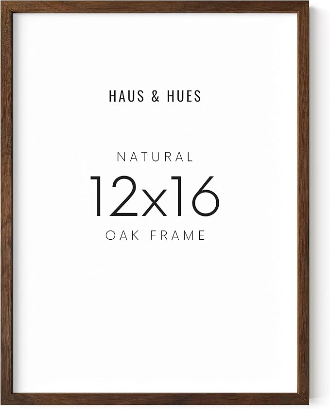 Haus and HUES Walnut 12x16 Picture Frame - Rustic Natural Wood Wall Art Display - Brown 12x16 Frame for Art Prints, Photos, Posters - Ready-to-Hang Vertically & Horizontally - Wooden Decor
