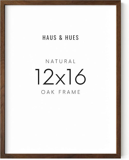 Haus and HUES Walnut 12x16 Picture Frame - Rustic Natural Wood Wall Art Display - Brown 12x16 Frame for Art Prints, Photos, Posters - Ready-to-Hang Vertically & Horizontally - Wooden Decor