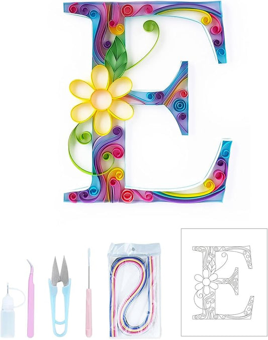 Uniquilling Quilling Paper Quilling Kit for Adults Beginner, 8 * 10-inch Letters, Exquisite DIY Paper Filigree Painting Kits Quilling Tools, Home Room Wall Art Decor Best Gifts(Basic)