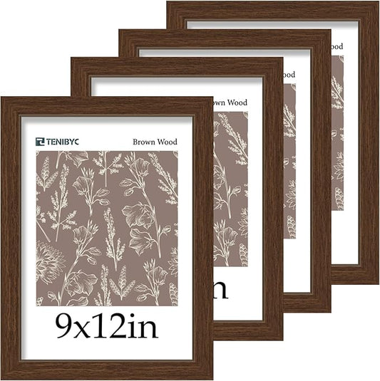 Picture Frame 4 Pack - Solid Wood Poster Photo Frame - Woodgrain Series - Room, Office, Gallery, Studio Display - Wall Hanging