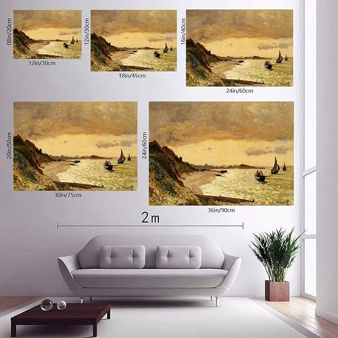 CFIOZYOS 40+ Monet Famous Print Posters The Coast at Sainte-Adresse by Claude Monet Impressionism Canvas Poster Wall Art Print Bedroom Decor Office Room Kitchen Decor Gift Frame 20×30inch(50×75cm)