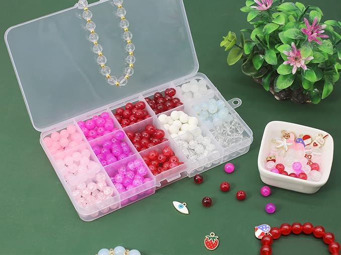 Pamir Tong 640PCS 8mm Assorted-Color Glass Beads for Jewelry Making Bracelet Durable Space Loose Round Beads for Jewelry Making Earring, Necklaces, Adult Craft Supplies
