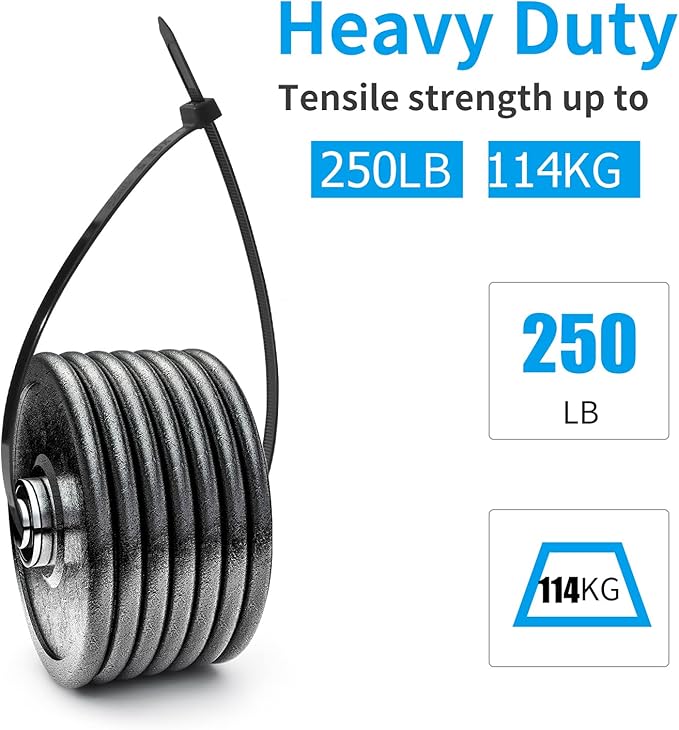 XINGO 20 inch White Zip Ties Heavy Duty 40 PCS, 250 LBS Ultra Strong Plastic Wire Ties, Large Cable Ties Extra Long Tie Wraps, Indoor and Outdoor UV Resistant