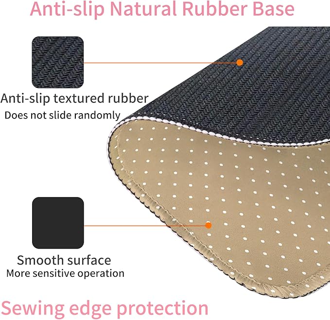 Seorsok Brown Mouse Mat,White Polka Dot Pattern,Premium Textured Mouse Pads for Office Laptop,Washable Cute Square Mousepads with Extended Stitched Edges Non Slip Rubber Base 9.5"x7.8"x0.12"Inch