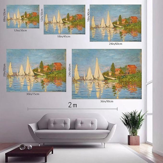 CFIOZYOS 40+ Monet Famous Print Posters Regatta at Argenteuil by Claude Monet Impressionism Canvas Wall Art Print Poster For Home School Office Decor Unframe 24×36inch(60×90cm)