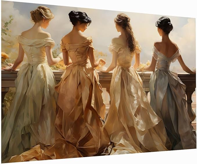 Victorian Women Painting, Vintage Women Print, Antique Wall Decor, Regency Wall Decor, Antique Women Oil Painting, Victorian Wall Art,Girls Dormitory, Bedroom Room Decor16x24Unframed