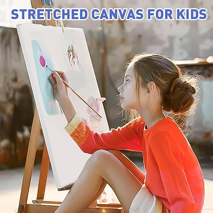 ESRICH Stretched Canvas for Painting 12x16 Inch, 2 Pack Blank Canvas -5/8 in Profile Primed Cotton White Canvases for Painting for Oil & Acrylic Paint
