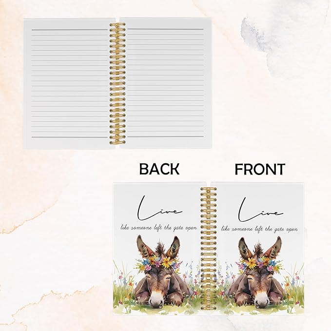 Inspirational Positive Donkey Journal Notebook - Rustic Flower Donkey Notebooks College Ruled for Work School, Gifts for Farmer, Office Supplies, Hardcover Spiral Notebook 5.5"x8.3"