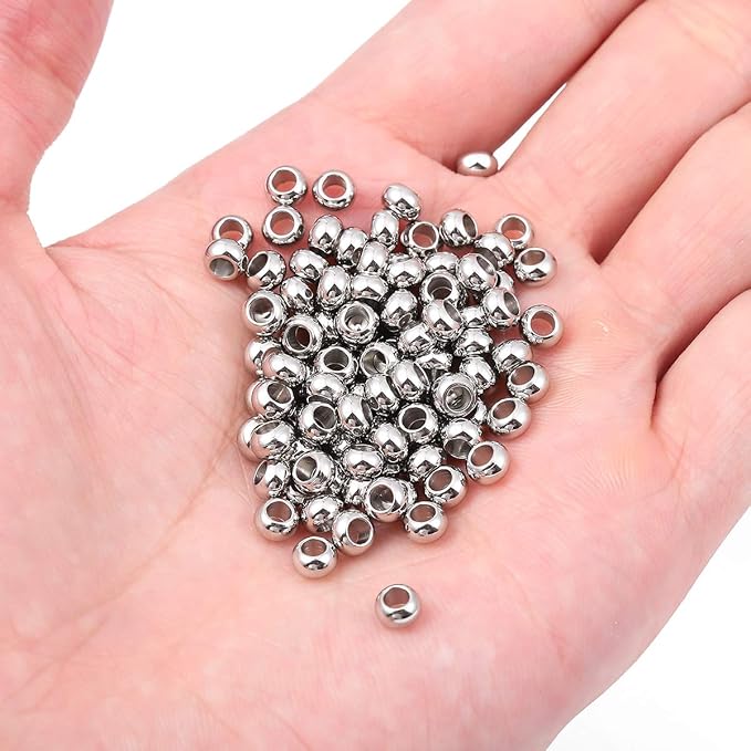Stainless Steel Spacer Beads 5x3mm Rondelle Loose Charm Caps Beads for DIY Jewelry Making 100pcs with 2.5mm Hole