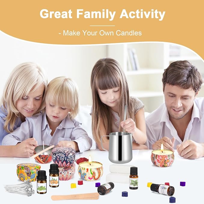Trulloyoo Candle Making Kit for Adult, DIY Candle Making Supplies Include Soy Wax, Wicks, Candle Tins, Essential Oils, Dyes, DIY Arts & Crafts Gift for Kids, Beginners, Adults