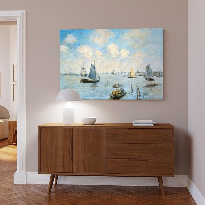 CFIOZYOS 40+ Monet Famous Print Posters The Sea at Amsterdam by Claude Monet Impressionism Canvas Wall Art Print Poster For Home School Office Decor Frame 16×24inch(40×60cm)