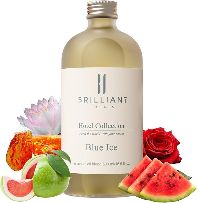 Brilliant Scents Blue Ice Fragrance Oil 120ml - Premium Diffuser Oil for Home, Office, Hotels - Long Lasting, Plant-Based, Meets IFRA Standards, USA-Made - Pomelo, Water Lily, Amber