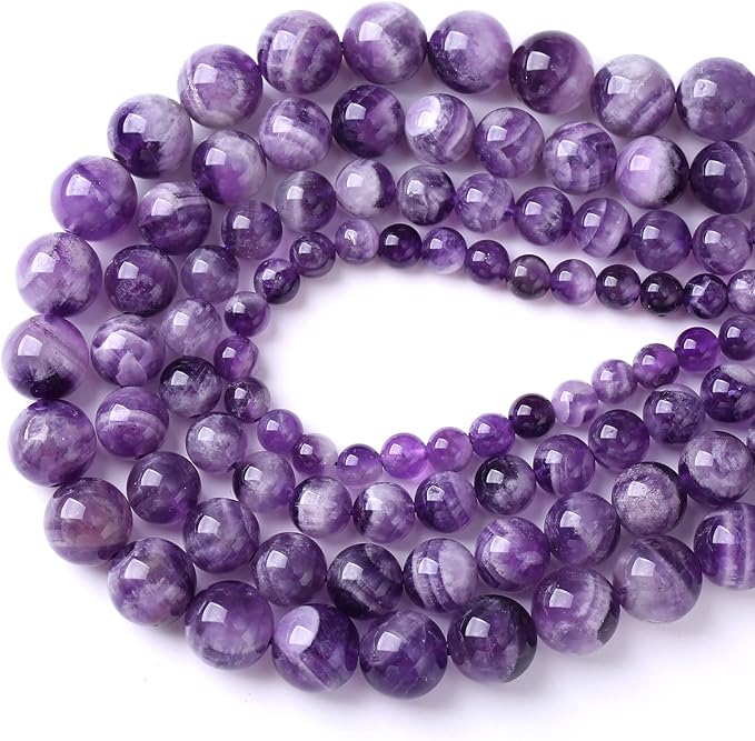 4MM 86PCS Purple Amethyst Dream Lace Beads Natural Quartz Crystal Stone Loose Beads for Jewelry Making DIY Bracelet Grade A+ 15 inches Strand