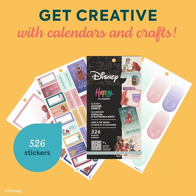 Happy Planner Disney 30-Sheet Easy-Peel Sticker Pack for Calendars and Journals, Jazz Cats