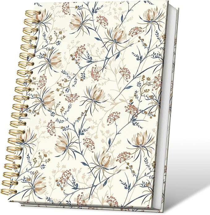 Vintage Boho Floral Journal Notebooks, Farmhouse Wildflower College Ruled Notebooks for Note Taking, Flower Pretty Journal Journaling, Spiral Notebook 5.5x8.3