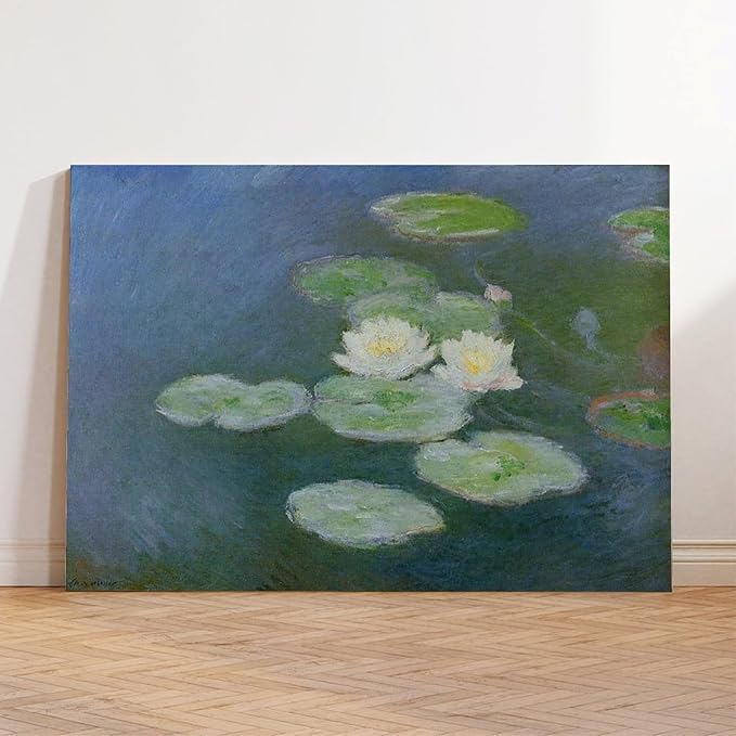 CFIOZYOS 40+ Monet Famous Print Posters Water Lilies, Evening Effect by Claude Monet Impressionism Canvas Poster Wall Art Print Bedroom Decor Office Room Kitchen Decor Gift Frame 12×18inch(30×45cm)