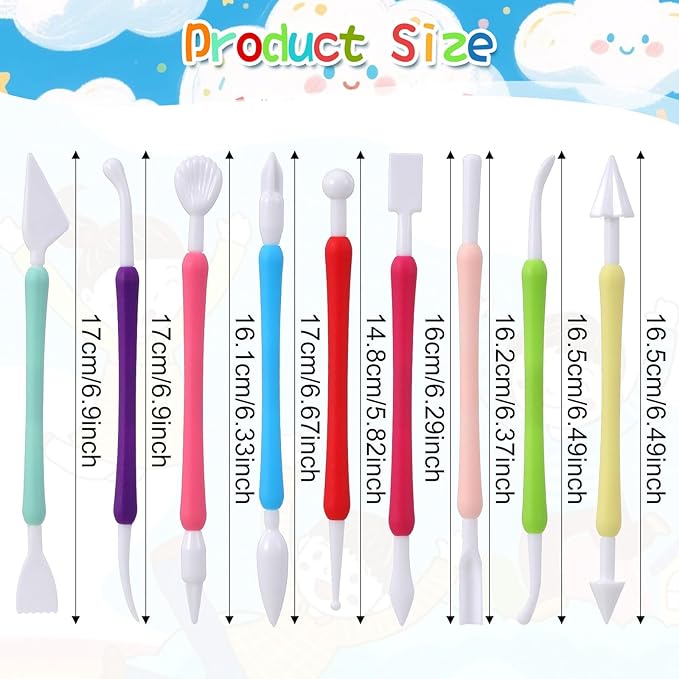 9PCS Polymer Clay Tools, Double-Head Air Dry Clay Tools with Easy-Grip Handles, Sculpting Tool for Pottery, Polymer, Air Dry Clays, Modeling, Shaping, Cake Decoration