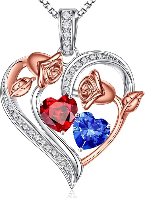 Iefil Christmas Gifts for Women Wife - 925 Sterling Silver Rose Heart Necklace, Stocking Stuffers for Women, Anniversary Birthday Gifts for Wife Girlfriend Mom