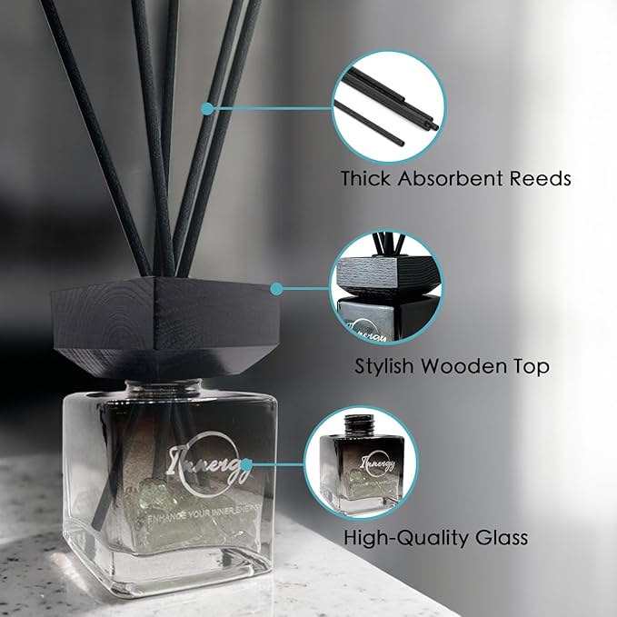 Innergy Capricorn Zodiac Crystal-Infused Reed Diffuser – 100ml Aromatherapy Essential Oil Diffuser for Home – Long-Lasting Scent, Natural Crystal Energy for Relaxation & Balance