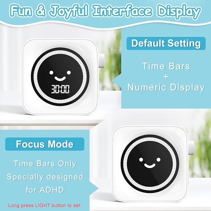 Visual Timer, 99 Minute Digital Kitchen Desk Timer for Office Supplies Home Productivity Management Tool Countdown Count Up, White