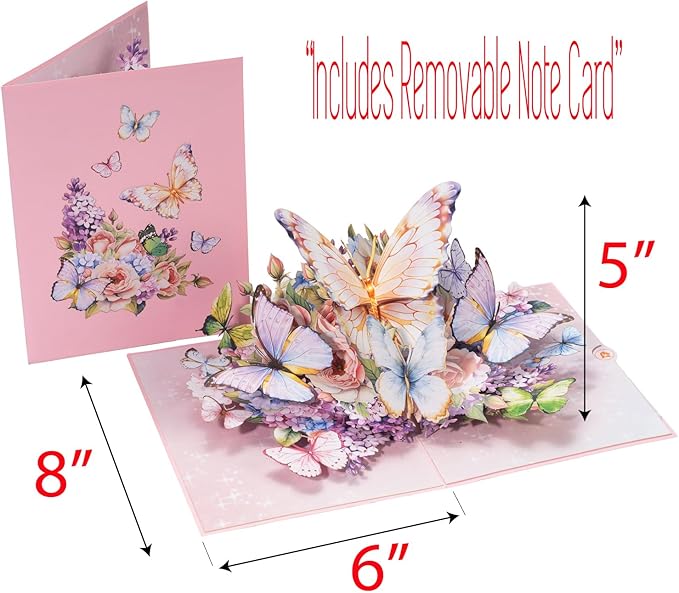 Butterfly Garden 3D Pop-Up Greeting Card – Elegant Floral Pop-Up Card for Birthday, Mother’s Day, Wedding, Anniversary