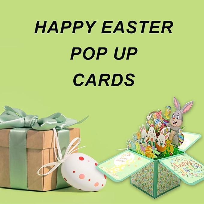 Easter Pop Up Cards - 3D Bunny & Eggs Greeting Card with Floral Design | Unique Easter Gifts for Family, Kids, Adults | Funny Basket Stuffer for Husband, Wife, Boys & Girls